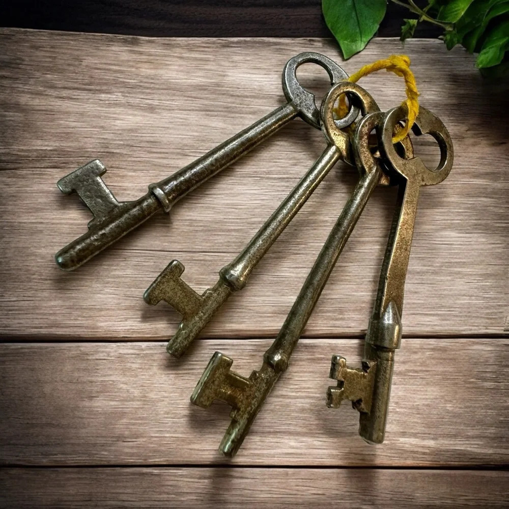 Four (4) Antique Wrought Iron Skeleton Keys